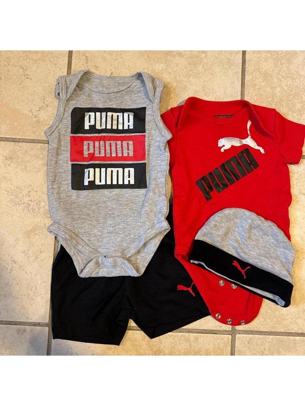 Puma Kid's Multi and Red Sleepsuits-babygrow